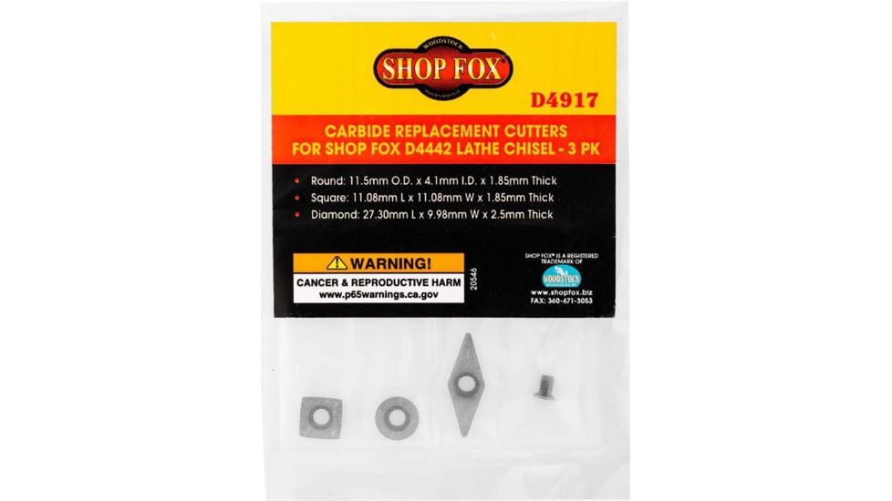 Shop Fox Carbide Replacement Cutters for D4442 Lathe Chisel - 3 Pk, D4917