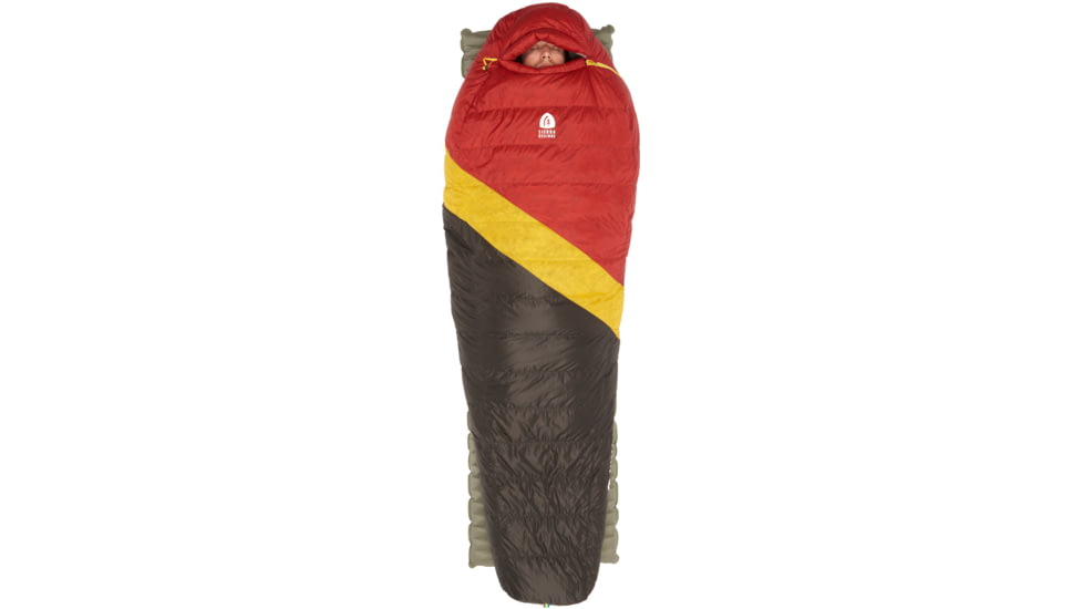 Sierra Designs Nitro 800F 20 Degrees Sleeping Bag, Red/Yellow/Black, Regular, 70604324R