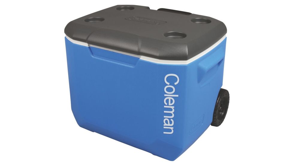 Coleman Signature 60 Quart Performance Wheeled Cooler, 5883, Blue / White / Dark Gray, Holds 94 Cans 3000001996