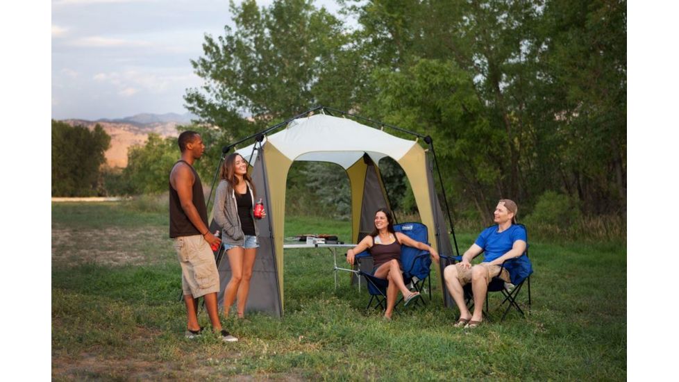 Coleman Signature Instant Event Shade Shelter, White / Tan / Gray, 14 ft x 14 ft 2000012226