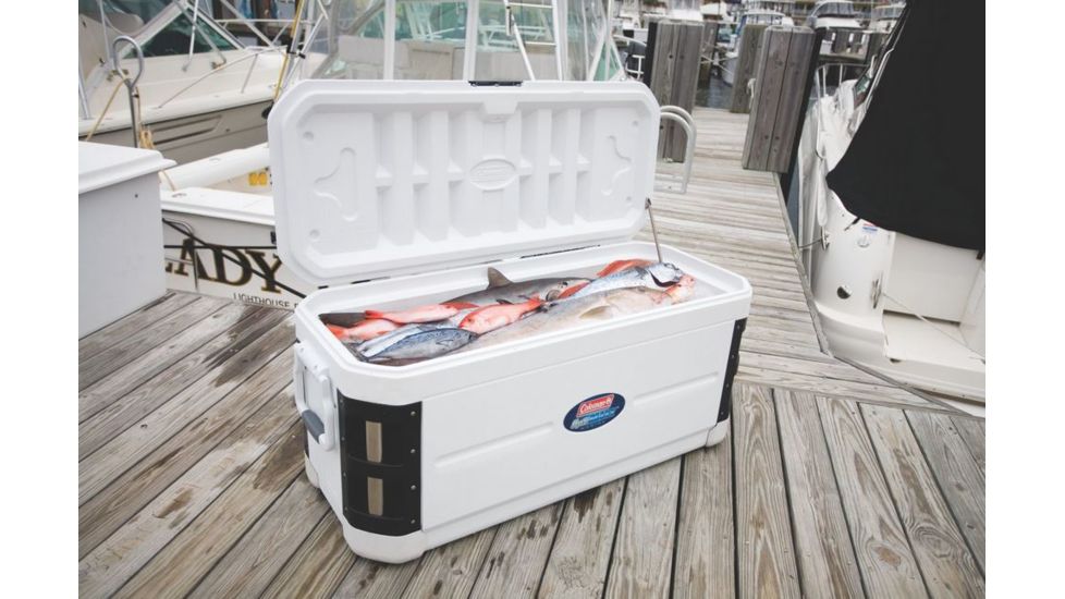 Coleman Signature Offshore Pro Series 200 Marine Quart Cooler W/ Optimaxx Insulation, TRI, White, Holds 327 Cans 3000002237