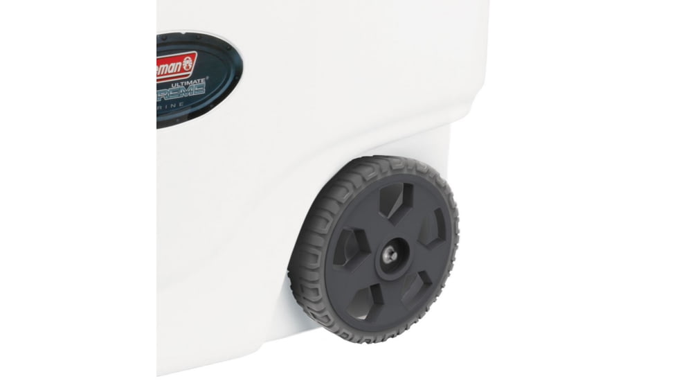 Coleman Signature OffShore Pro Series 50 Quart Marine Wheeled Cooler, 6263, White / Blue, Holds 75 Cans 3000003700