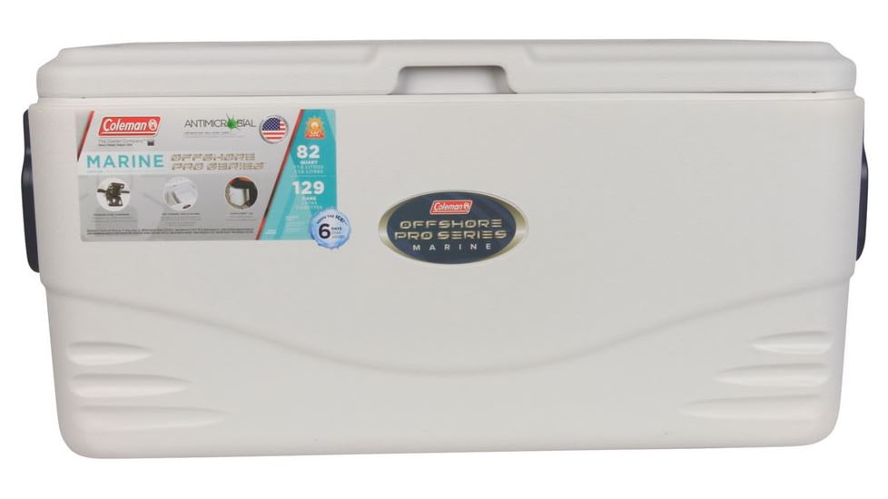 Coleman Signature Offshore Pro Series 82 Quart Marine Cooler, 6296, White / Blue, Holds 129 Cans 3000003698