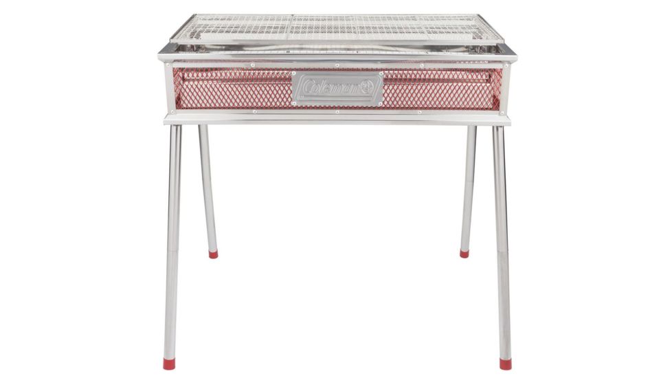 Coleman Signature Park Series Stand Up Charcoal Grill, Slide Out Charcoal Tray, Adustable Grill Surface, Red / Silver, 304 Sq In Cooking Area 2000019522