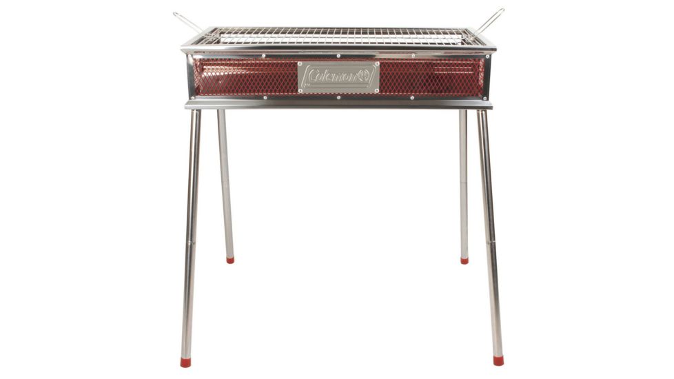 Coleman Signature Park Series Stand Up Charcoal Grill, Slide Out Charcoal Tray, Adustable Grill Surface, Red / Silver, 304 Sq In Cooking Area 2000019522