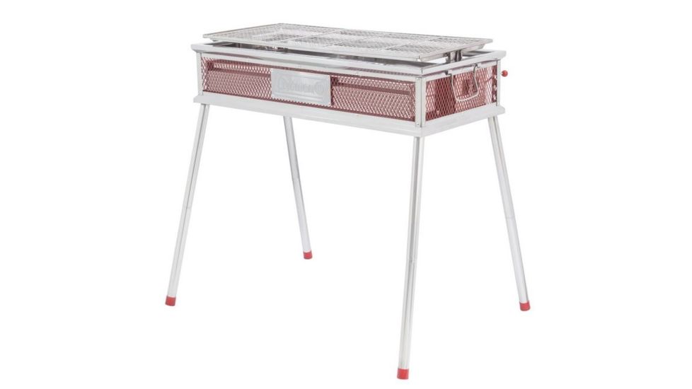 Coleman Signature Park Series Stand Up Charcoal Grill, Slide Out Charcoal Tray, Adustable Grill Surface, Red / Silver, 304 Sq In Cooking Area 2000019522
