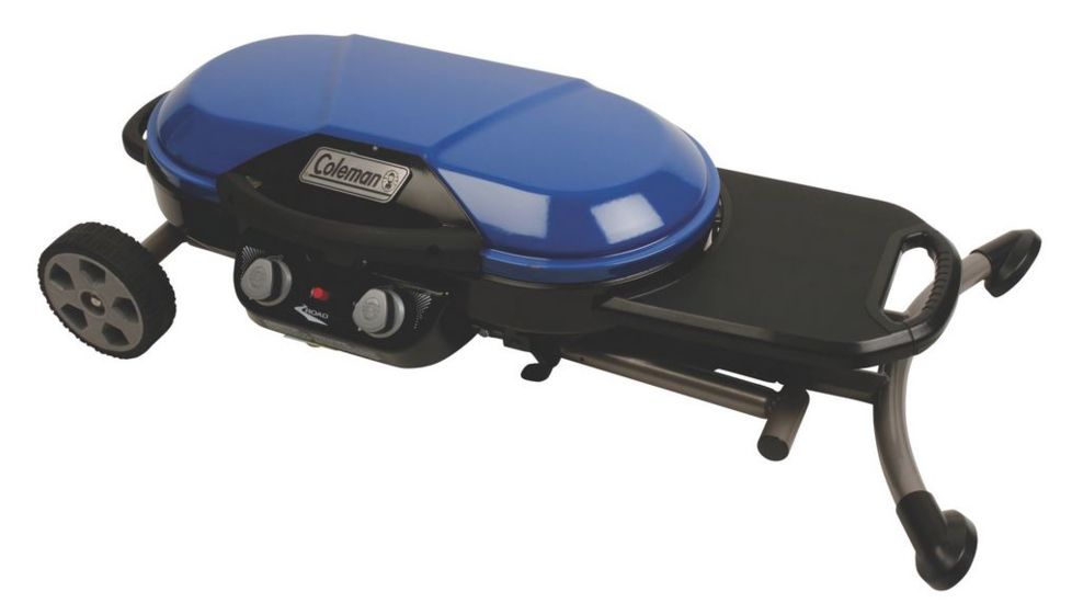 Coleman Signature Roadtrip X-Cursion Propane Grill, Folding Steel Legs W/ Oversized Wheels, 20,000 BTU, Blue, 285 Sq In Cooking Area 2000017461