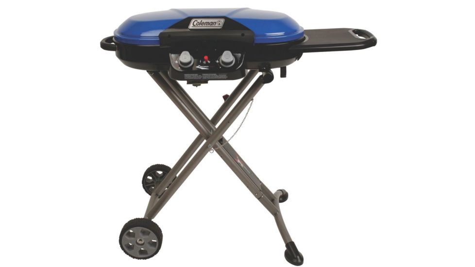 Coleman Signature Roadtrip X-Cursion Propane Grill, Folding Steel Legs W/ Oversized Wheels, 20,000 BTU, Blue, 285 Sq In Cooking Area 2000017461