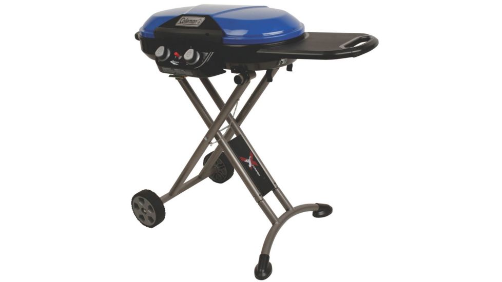 Coleman Signature Roadtrip X-Cursion Propane Grill, Folding Steel Legs W/ Oversized Wheels, 20,000 BTU, Blue, 285 Sq In Cooking Area 2000017461