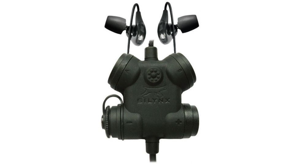 Silynx Clarus FX2 Headset System - Clarus FX2 Control Box, fixed dual in-ear headset, fixed adaptor for  Marconi PRR, Black CFX2HYBB-06