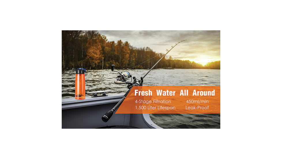 Simpure Water Filter Bottle, 4.25in x 3.13in x 9.5in, Orange, OEWB008