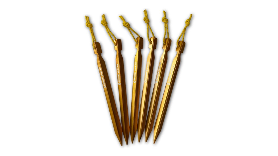 Six Moon Designs Stake Set, 6 Piece, Gold, 7 inch, 6-piece-stake-set