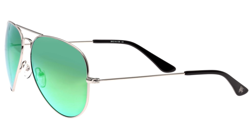 Sixty One Sunglasses Honupu Sunglasses, Silver Frame, Blue-Green Lens, Polarized, One Size, SIXS141GN