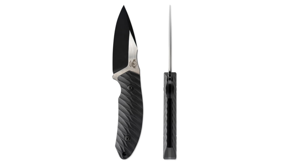 Skallywag Tactical Crows Nest Fixed Blade Knife, 3.5in, 440c Stainless Steel, Drop Point Blade, G10 Handle, Black, Crows Nest-Black