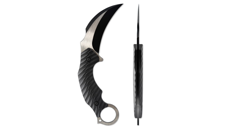 Skallywag Tactical Deep 6 Karambit Fixed Blade Knife, 4 in, 440c Stainless Steel, Hawkbill Blade, G10 Handle, Black, Deep 6 Karambit- Black