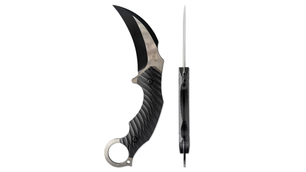 Skallywag Tactical Deep 6 Karambit Fixed Blade Knife, 4 in, 440c Stainless Steel, Hawkbill Blade, G10 Handle, Black, Deep 6 Karambit- Black
