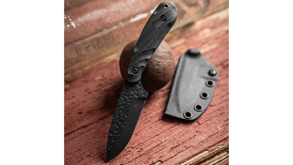 Skallywag Tactical Fireside Pro Fixed Blade Knife, 2.75in, Steel 440c, Spear Point, G10 Obsidian Handle, Black, Fireside Pro - Obsidian