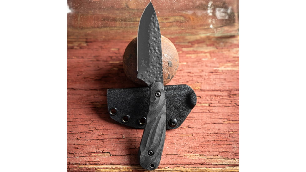 Skallywag Tactical Fireside Pro Fixed Blade Knife, 2.75in, Steel 440c, Spear Point, G10 Obsidian Handle, Black, Fireside Pro - Obsidian