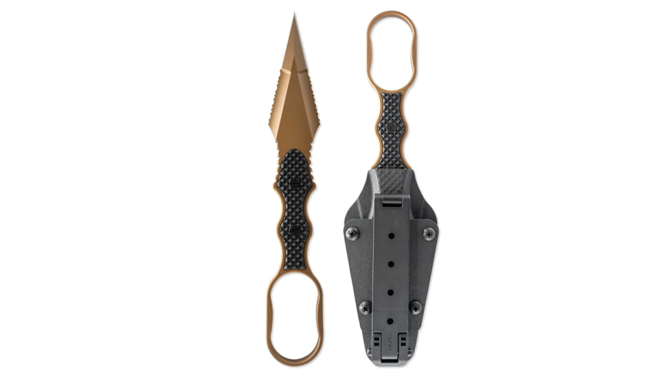 Skallywag Tactical Guardian Fixed Blade Knife, 4 in, D2, Dagger Blade, G10 Handle, Tan, Guardian-Tan