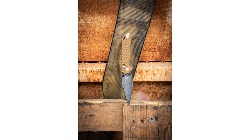 Skallywag Tactical Mako II Folding Knife, 3.5in, D2, Drop Point Blade, G10, Desert Tan Handle, Mako II - Desert Tan