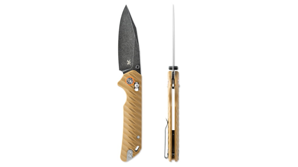 Skallywag Tactical Mako II Folding Knife, 3.5in, D2, Drop Point Blade, G10, Desert Tan Handle, Mako II - Desert Tan