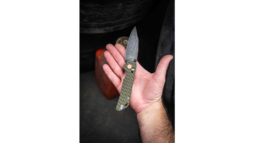 Skallywag Tactical Mako II Folding Knife, 3.5in, D2, Drop Point Blade, G10, OD Green Handle, Mako II - OD Green