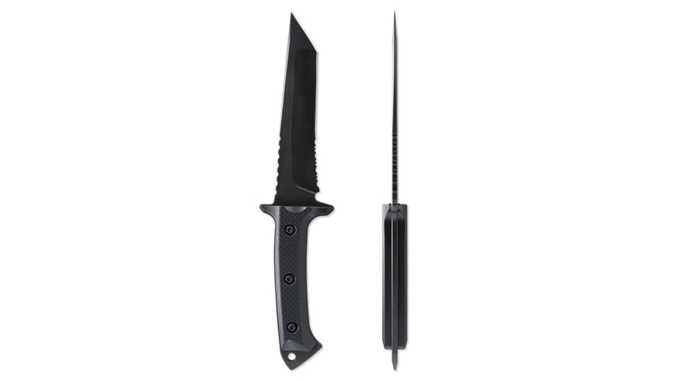 Skallywag Tactical Riptide Tanto Serrated Fixed Blade Knife, 6.35 in, D2, Tanto Blade, G10 Handle, Black, RTSB