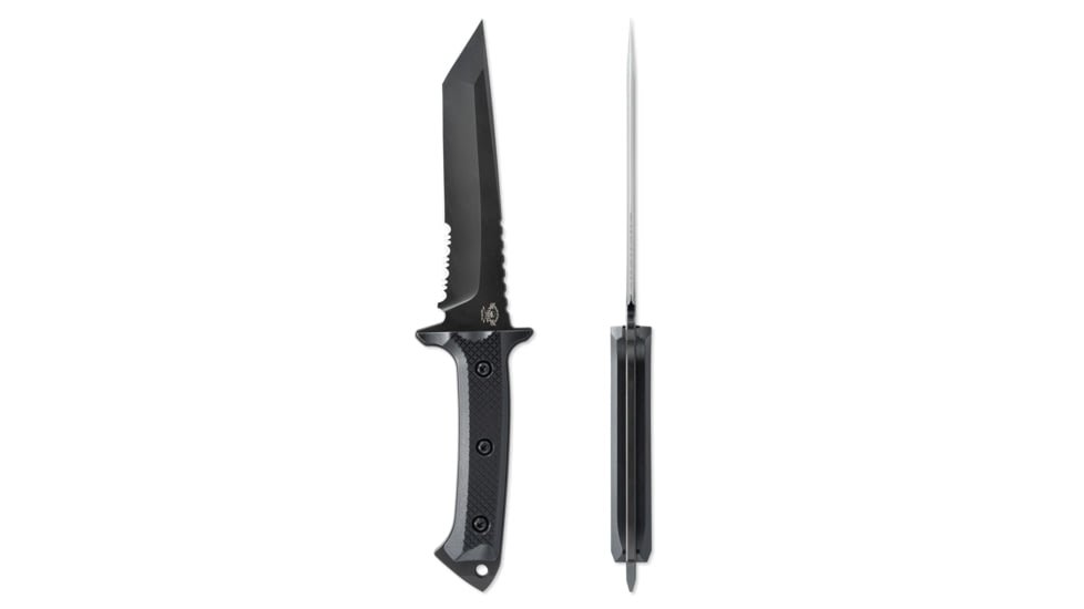 Skallywag Tactical Riptide Tanto Serrated Fixed Blade Knife, 6.35 in, D2, Tanto Blade, G10 Handle, Black, RTSB