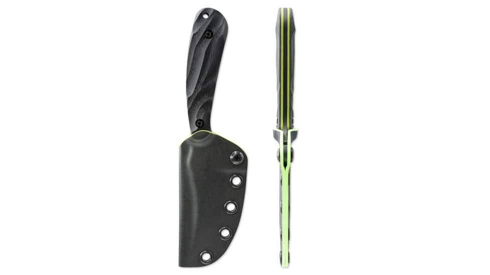 Skallywag Tactical Scorpion Pro Fixed Blade Knife, 2.75in, Steel 440c, Persian, G10 Zombie Green Handle, Black, Scorpion Pro - Zombie Green