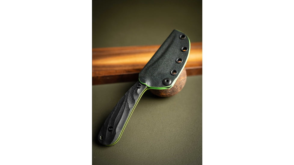 Skallywag Tactical Scorpion Pro Fixed Blade Knife, 2.75in, Steel 440c, Persian, G10 Zombie Green Handle, Black, Scorpion Pro - Zombie Green
