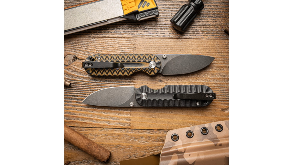 Skallywag Tactical Searoach Folding Knife, 2.75in, D2 Steel, G10 Handle, Black/Tan, The Searoach-Black &amp; Tan