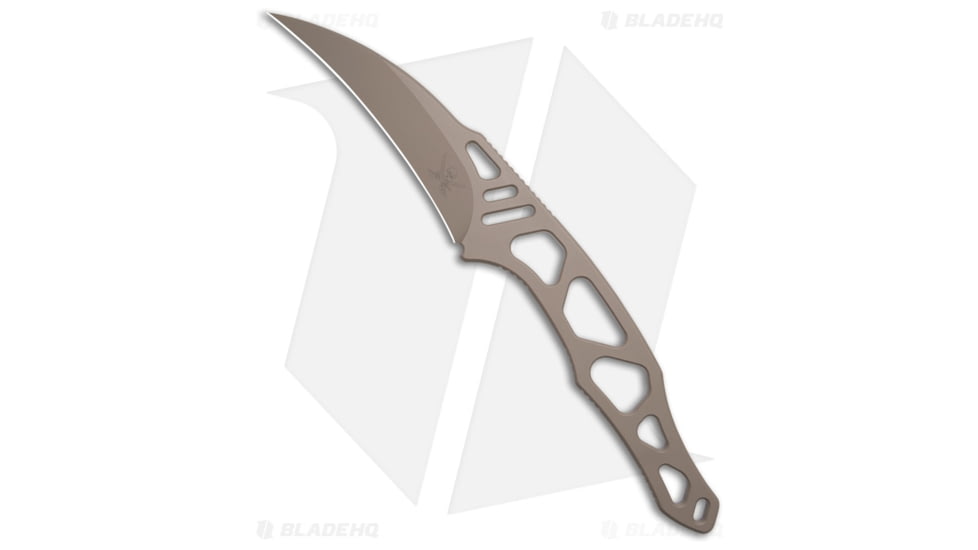 Skallywag Tactical Peg Leg Fixed Blade Knife, 4.00in, Stainless Steel, Hawkbill Blade, Stainless Steel, Tan Handle, Tan/Tan, 8.875 inch, BHQ-220624