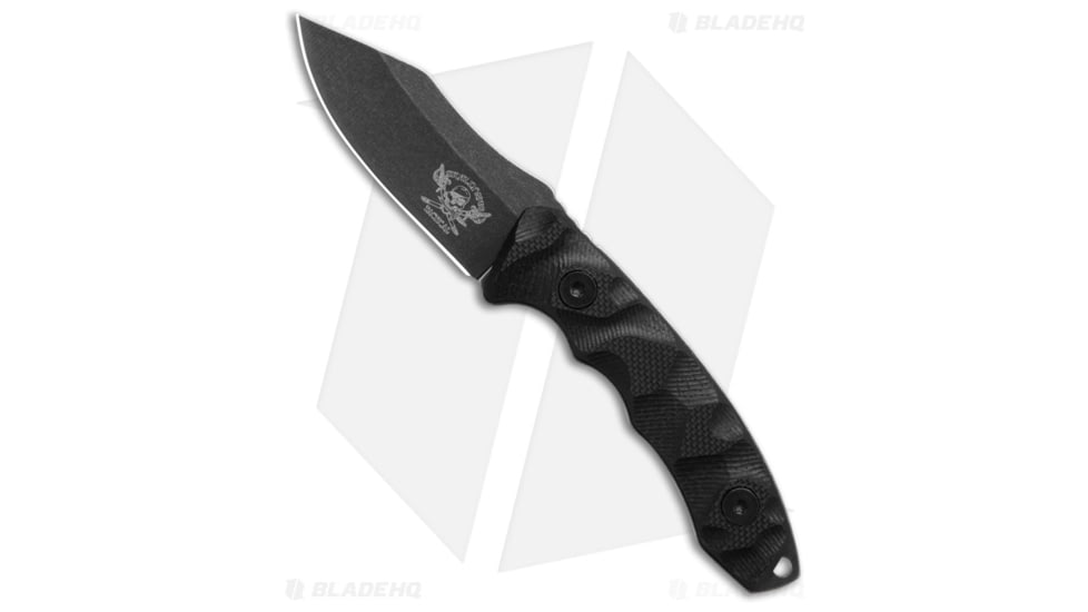 Skallywag Tactical The Mini Fixed Blade Knife, 2.00in, 420 Stainless Steel, Clip Point Blade, G-10, Black Handle, Black/Black, 4.60 inch, BHQ-219358