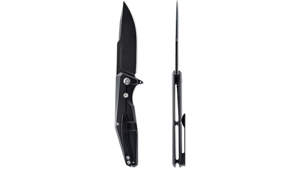 Skallywag Tactical Tactical Iron Jaw Folding Knife, 3.4in, D2, Straight Back, G10/Titanium, Black, Iron Jaw
