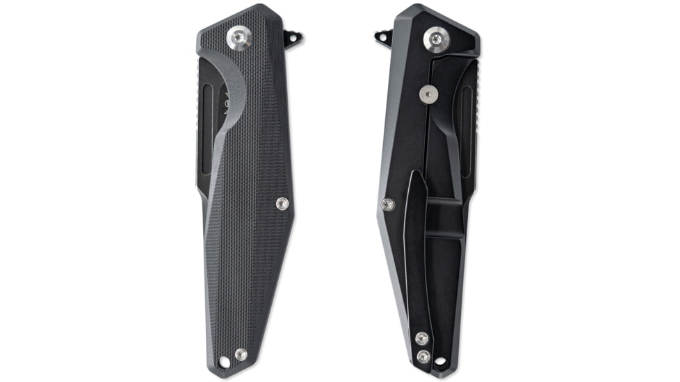 Skallywag Tactical Tactical Iron Jaw Folding Knife, 3.4in, D2, Straight Back, G10/Titanium, Black, Iron Jaw