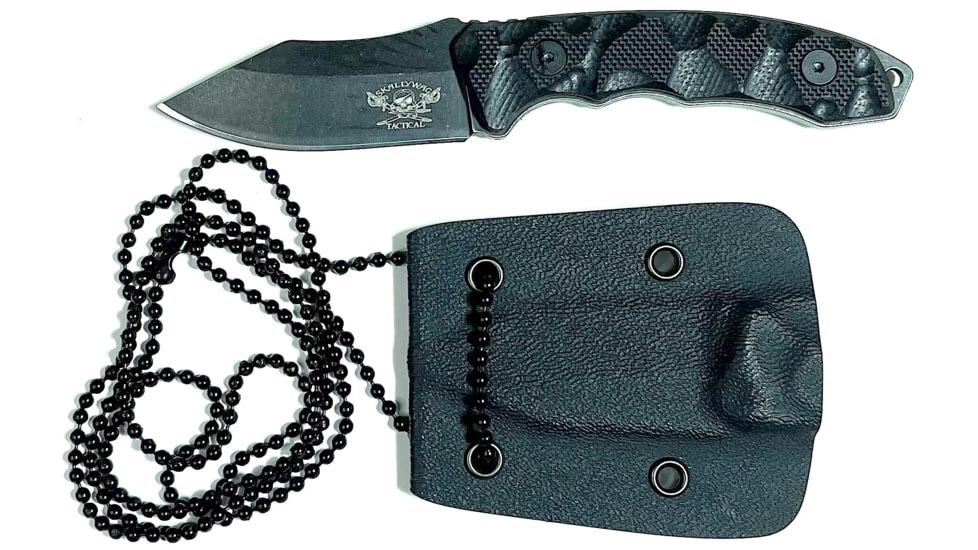 Skallywag Tactical The Mini Fixed Blade, 2 in, 420 Stainless Steel, G10 Scalloped Textured Scale Handle, Black, The Mini