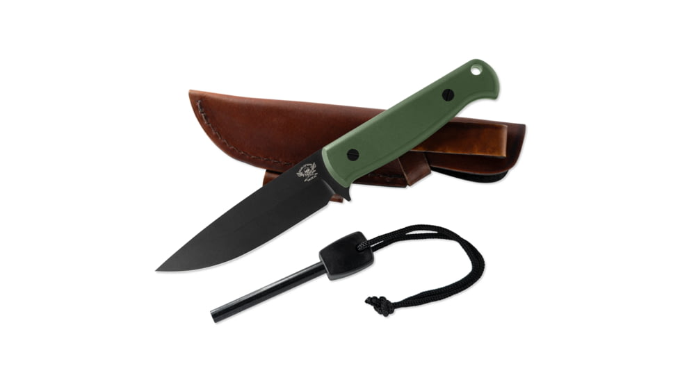 Skallywag Tactical Wanderer Fixed Blade Knife, 4.75 in, 154CM, Straight Back Blade, G10 Handle, Green, Wanderer-Green