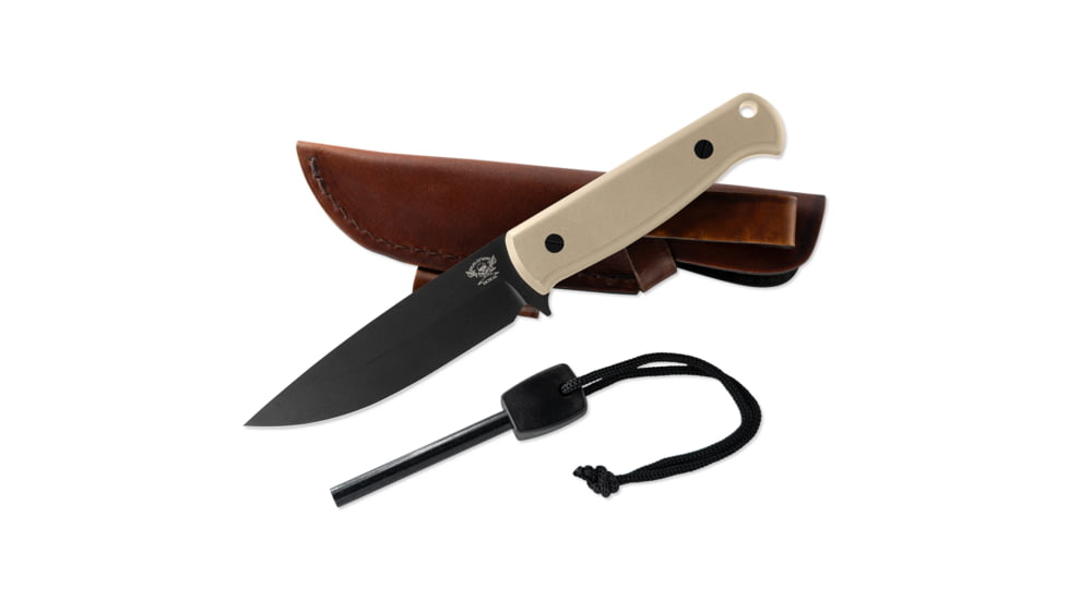 Skallywag Tactical Wanderer Fixed Blade Knife, 4.75 in, 154CM, Straight Back Blade, G10 Handle, Tan, Wanderer-Tan