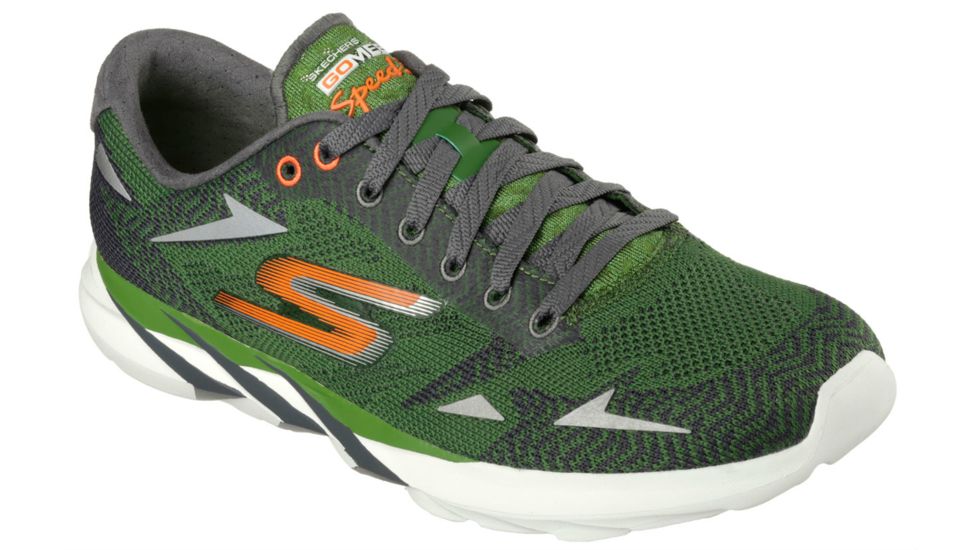 Skechers GoMeb Speed 3 Road Running Shoe - Men's-Green/Orange-Medium-11.5