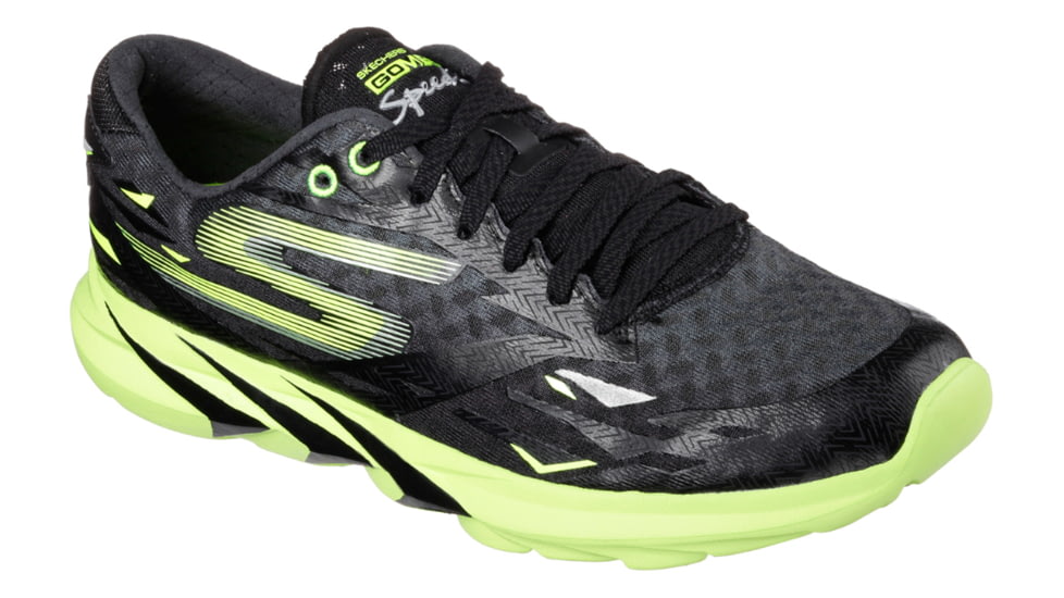Skechers GoMeb Speed 3 Road Running Shoe - Mens-Black/Green-Medium-11 US