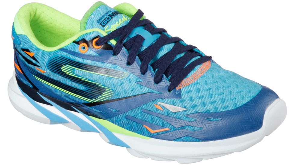 Skechers GoMeb Speed 3 Road Running Shoe - Mens-Blue/Lime-Medium-10