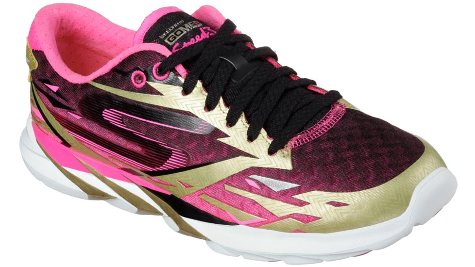 Skechers GoMeb Speed 3 Road Running Shoe - Womens-Gold/Pink-Medium-10