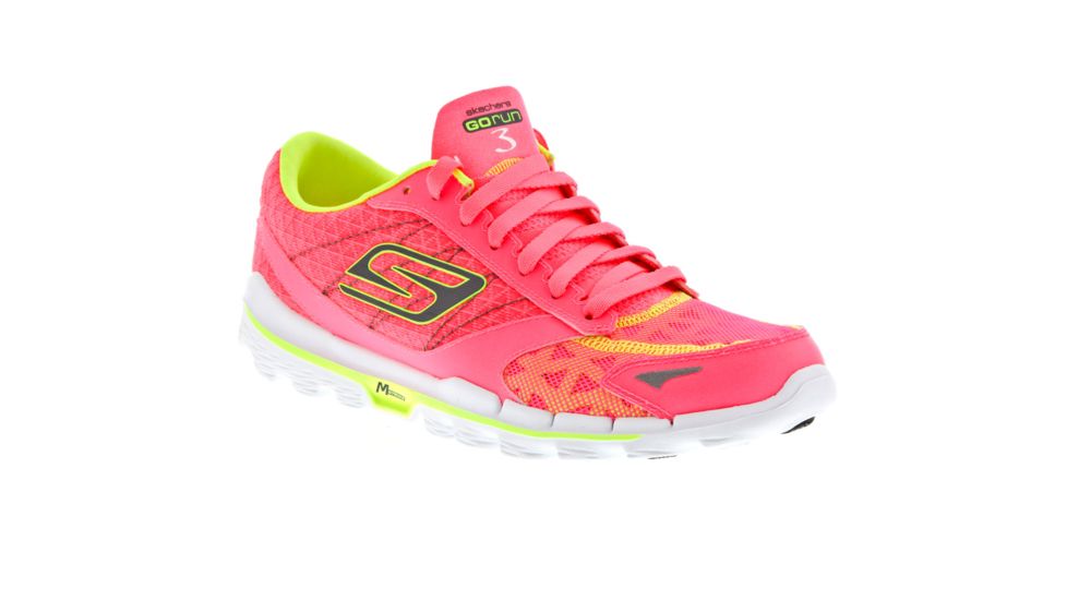 Skechers GoRun 3 - Nite Owl 2.0 Road Running Shoe - Women's-Hot Pink/Lime-Medium-6 US