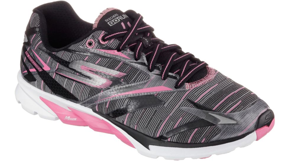 Skechers GoRun 4 Resistance Road Running Shoe - Women's-Black/Pink-Medium-6.5