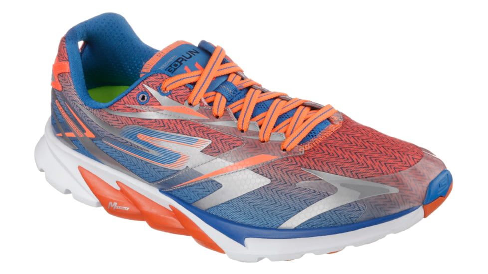 Skechers GOrun 4 Road Running Shoe - Men's-Blue/Orange-Medium-10.5 US