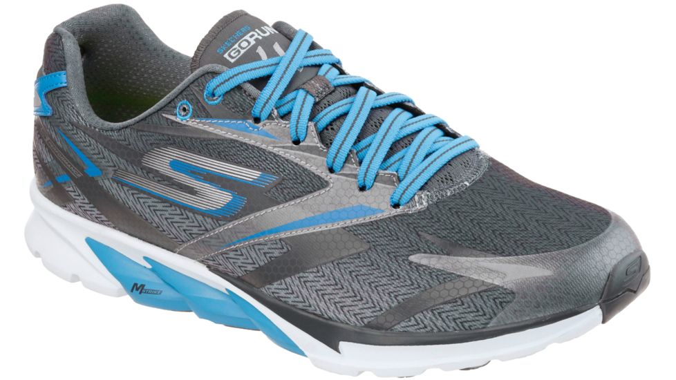 Skechers GOrun 4 Road Running Shoe - Men's-Charcoal/Blue-Medium-10