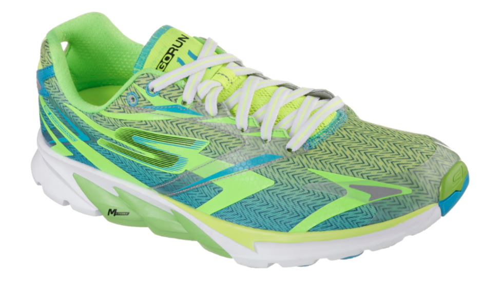 Skechers GOrun 4 Road Running Shoe - Men's-Lime/Blue-Medium-11.5 US
