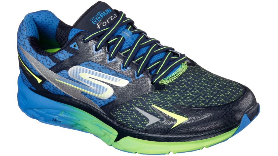 Skechers GOrun Forza Road Running Shoe - Men's-Navy/Lime-Medium-9