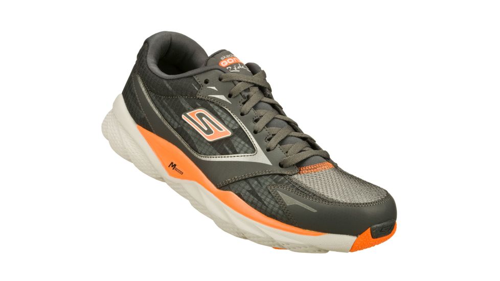 Skechers GOrun Ride 3 Road Running Shoe - Men's-Charcoal/Orange-Medium-8 US