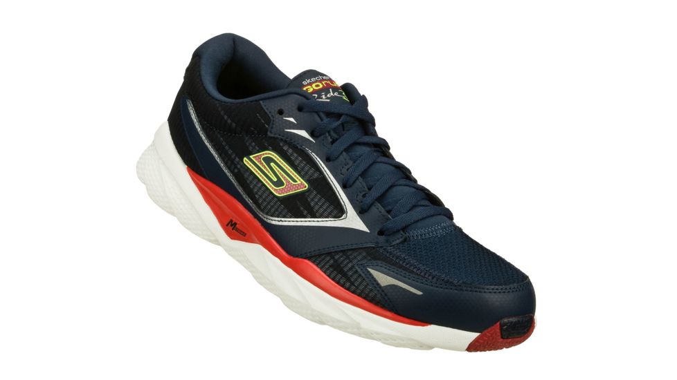 Skechers GOrun Ride 3 Road Running Shoe - Men's-Navy/Red-Medium-7 US